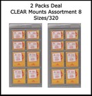 Prinz scott Stamp Mounts Assortment Pre-cut 8 Sizes 320 Mounts Clear 2packs Deal