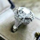 3ct Lab Created Asscher Cut Diamond Engagement Ring 14k White Gold Finish