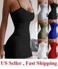 Women Spaghetti Strap Bodycon Camisole Sexy Party Clubwear Cami Tank Top Dress