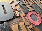 Large Antique Letterpress Printer Wood Type Mix 66 Piece Full Alphabet   Numbers