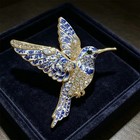 Luxury Rhinestone Hummingbird Brooch Bird Animal Pin Spring Summer Jewelry Gift