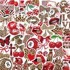 100 Pcs Print Cherry Stickers Leopard Aesthetic Sticker Cheetah