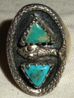 Vintage Navajo Snake Triangle Turquoise Sterling Silver Ring Size 10 3 4 Vafo