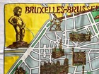      Vintage Brussels Map Scarf     30  Souvenir Landmark Yellow Green Gray Turist