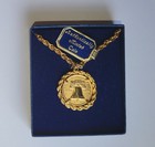 Two Liberty Bell Souvenir Pendants Medallions Coins 18in Necklace Bicentennial