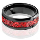      New Red Celtic Dragon Black Tungsten Carbide Ring Mens Jewelry Wedding Band