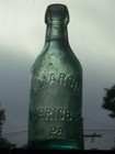 Vintage Blue Embossed  E  Marsili Harrisburg  Pa  Affixed Blob Top Glass Bottle