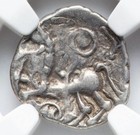 Ngc Ch Vf  Gaul Aedui Ancient France 50 Bc Celtic Celts Ar Quinarius Silver Coin