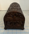 Antique Hand Carved Domed Wooden Jewelry Trinket Box Primitive