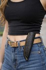 Custom Handmade Fixed Blade Knife Black Leather Sheath Belt Carry Holster Case