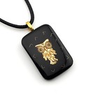 Orgone Pendant Necklace With Golden Owl Black Tourmaline   Shungite  Made In Usa