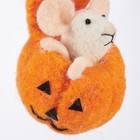 Primitives By Kathy Mouse In Pumpkin Felt Critter Halloween Ornament Fall Gift
