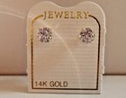  50 Cts Round Flawless Simulated Diamond Stud Earrings 14k Solid Yellow Gold  