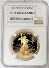 1993 W Gold  50 Proof American Eagle 1 Oz Coin Ngc Proof 70 Ultra Cameo