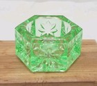 Glowing Green Vaseline Uranium Glass Hexagonal Open Salt Cellar 1 5 