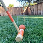 Portable Standard Wooden Lawn Croquet Set - 27  Mallets For Kids And Adults