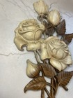 Vintage Syroco Rose Flower Wall Hanging Plaque Resin Mcm Made In Usa