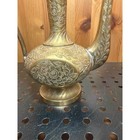 Vintage Engraved Brass Dallah Coffee Pot Floral Middle Eastern Decor 8 5 
