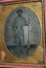 Civil War 1 4 Tintype Photo Quadruple Armed Soldier