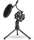 Foldable Microphone Tripod Stand Desktop Mic Holder Shock Mount Pop Filter