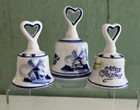Vintage Delft Blue Bells Holland Porcelain Hand Painted Merry Christmas Bells