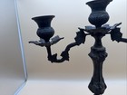 Vintage Ornate Gothic Art Nouveau Cast Iron Candelabra 2 Arms 3 Candle Holder