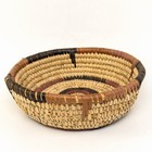 Vintage Woven Basket Coiled Round 10    Earth Tones Tan Brown Boho Wall Decor