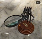Vintage Antique Brass Magnifying Glass desk Accessory nautical Table