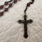 Vintage Glass Amethyst  Bead Rosary Sterling Silver Italy