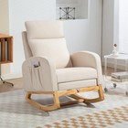 Nursery Rocking Chair Linen Upholstered Seat Rocking Chair High Backrest Footres