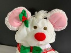Vintage Fisher Price Puffalump White Christmas Mouse W candy Cane