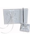 1 Wedding Guest Book   1 Pen Set Decor Red Ribbon Bowknot  Double Heart Diamante
