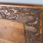 Vintage Chinese Carved Wooden Panel With Dragon Motif - Signed
