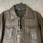 Vintage 1950   s Leather Lace Up Jacket Mens Small Pullover Brown Western 
