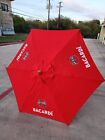 Bacardi Rum Bat Beer Patio Market Patio Umbrella Red Canvas Wood Post 7  New