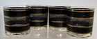 Lot 4 Georges Briard Double Rock Old Fashioned Glasses Black   Gold Mcm Barware
