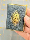 Vintage Mondaine Compact Vanity Book Blue   Gold Makeup Mirror Powder Rouge Ny