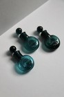 Lot Of 3 Rare Luscomb   s Lavender Salts Teal Round Apothecary Bottles