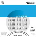 D addario Ej36 12-string 80 20 Light 10-47 Acoustic Guitar Strings