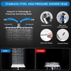 8 10 12 Inch Stainlese Steel Rain Shower Head With 3-spary Handheld Spray Combo