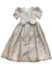 Vintage Peachy Kids Beaded White Baptism Or Flower Girl Dress With Back Bow  739