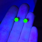 Vintage Green Uranium Glass Earrings Studs Gold Plated Brass 1960s