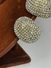 Brilliant Signed Designer Pave Crystals Hoop Clip Earrings By Jarin Brilliant