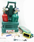 Hvac Brazing Welding Cutting Torch Kit W oxygen Acetylene Tanks Regulator   Tote