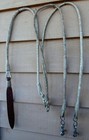 Braided Rawhide Romal Horse Bridle Reins Acorn Tooled Leather Popper