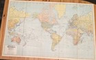 Vintage Complete World Map Geographia Map Company Mercator s Projection 41 x27 