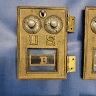 Antique Indianapolis Lock Co Brass Us Post Office Box Door Double Dial Lot Of 6