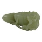 Chinese Carved Jade Lotus Bulb Flower Double Brush Washer Bowl Intricate Hetian