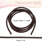 4mm Round Braided Leather Cord For Crafts Jewelry Making  Brown 1 1yards 