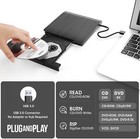 Slim External Cd Dvd Rw Drive Usb 3 0 Writer Burner Player Black For Laptop Pc